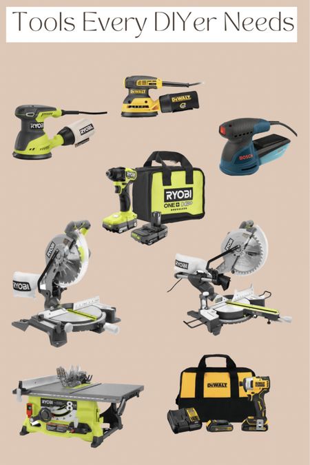 Tools to help you tackle those DIY projects! Hand sander, orbital sander, impact driver, drill, miter saw, table saw  

#LTKsalealert #LTKhome