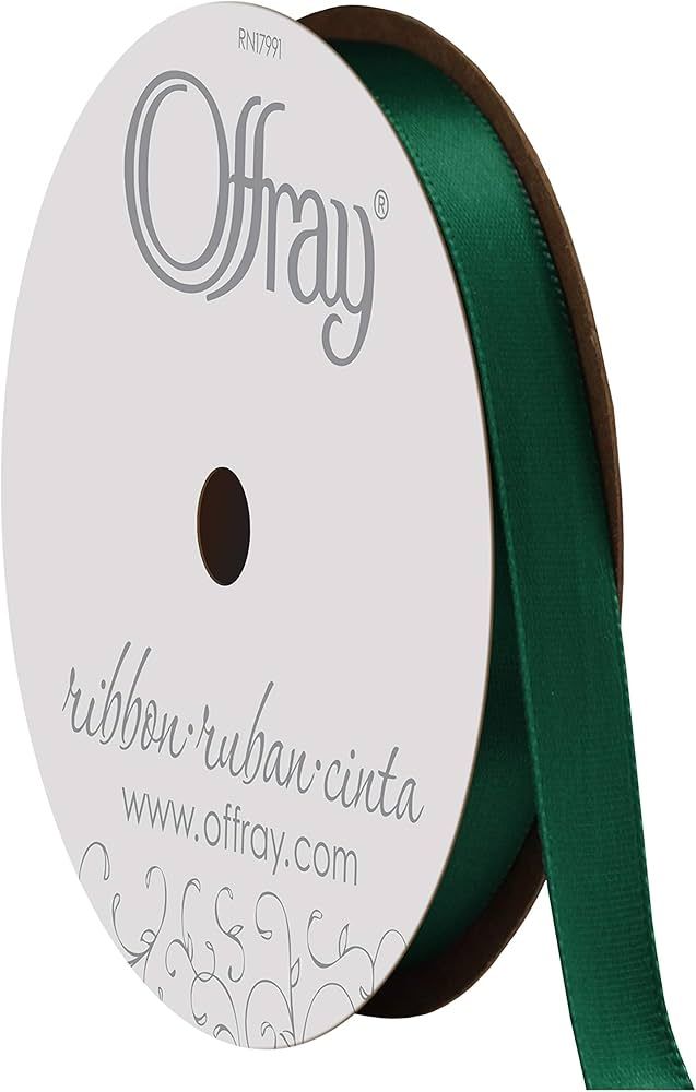 Berwick Offray 069233 3/8" Wide Single Face Satin Ribbon, Forest Green, 6 Yds | Amazon (US)