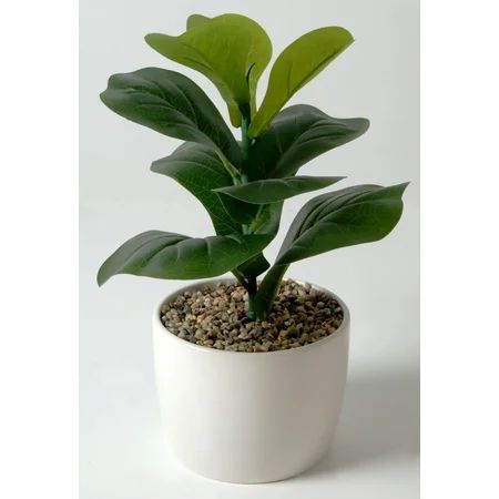 Mainstays Artificial Plant Faux Fiddle Leaf in White Planter 13 H | Walmart (US)