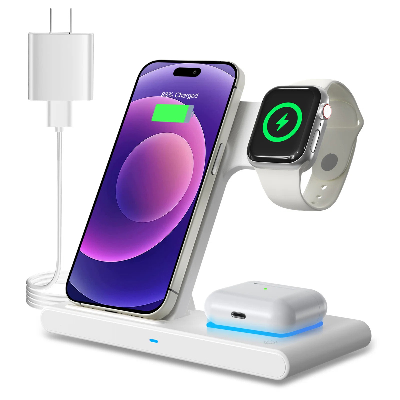 Wireless Charging Station: 3 In 1 Charger Stand Multiple Devices Compatible | Wayfair North America