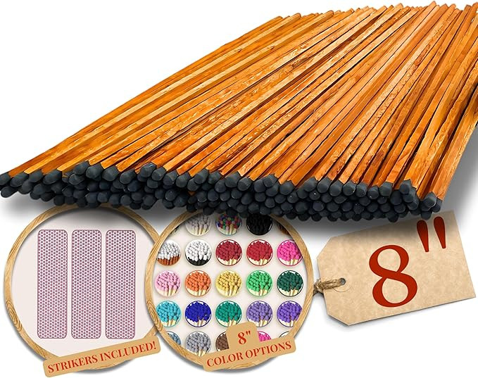 Extra Long 100 Color Safety Matches Bundle (8 inches) - Replacement Refill Long for Fireplace Can... | Amazon (US)