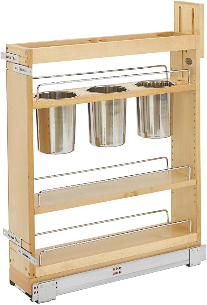Rev-A-Shelf 448UT-BCSC-5C Series 5-Inch Kitchen Utensil Pull Out Cabinet Organizer with Shelves a... | Amazon (US)