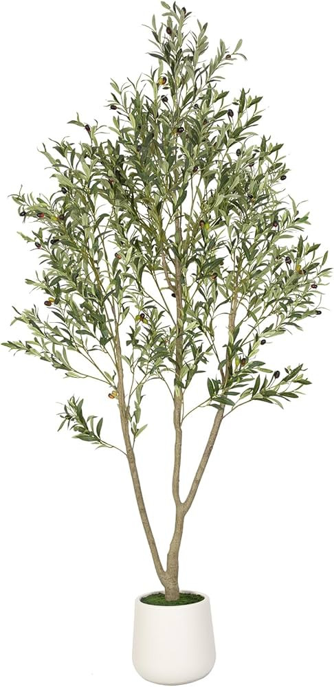 VIVATREES Artificial Olive Tree, 7FT Tall Faux Olive Tree with White Planter, Artificial Plants w... | Amazon (US)