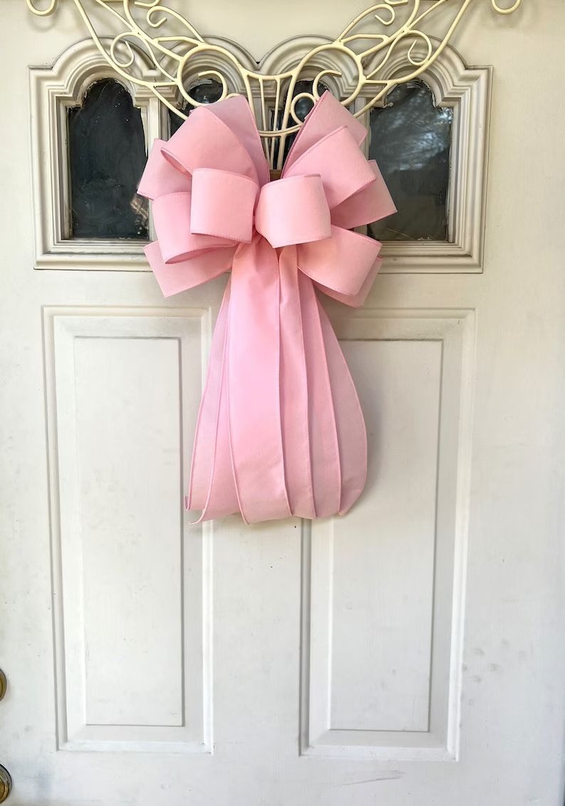 Pale Pink Velvet Valentine Bow for Wreath Christmas Lantern - Etsy | Etsy (US)