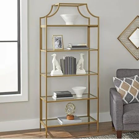 Better Homes & Gardens 71" Nola 5-Tier Etagere Bookcase, Gold Finish | Walmart (US)