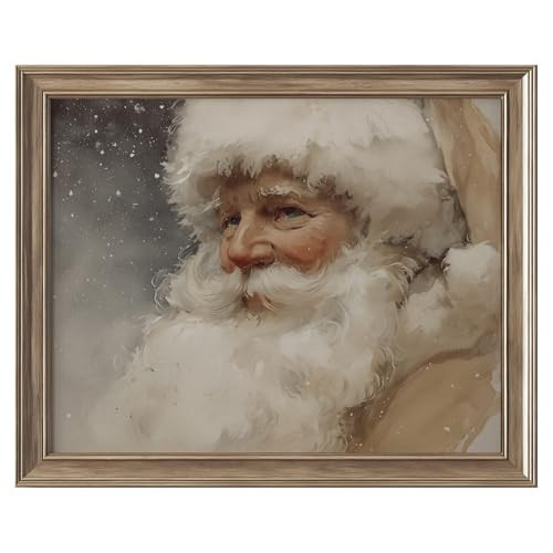 Santa Claus Close Up Portrait Wall Art, Classic Father Christmas Painting, Cozy Winter Holiday Decor, Vintage Santa Illustration Print, Rustic Farmhouse Christmas Artwork (11X14 Inch-Unframed) | Amazon (US)