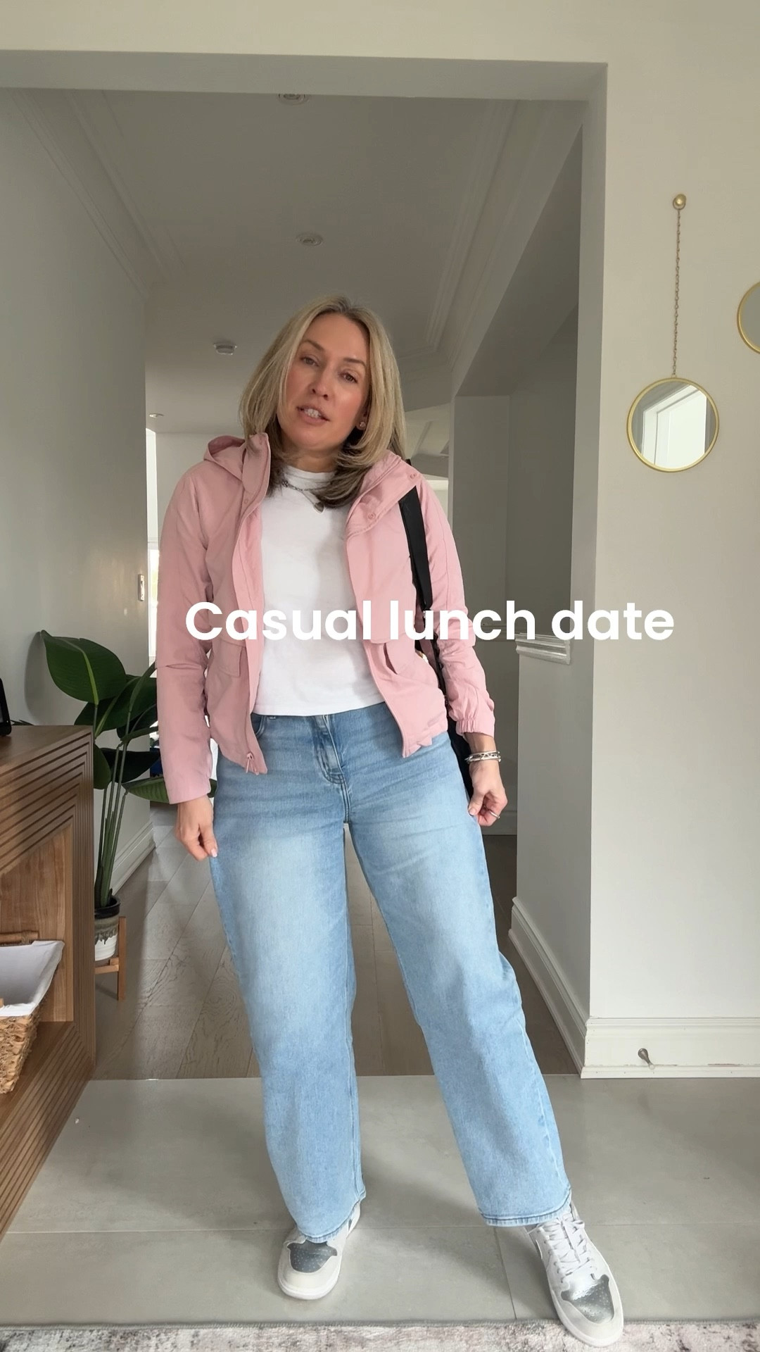 Taking my new jeans out on a casual pre-birthday lunch date with my Italian husband. Jacket size 4. Jeans medium. Shoes are Jordan from a few years ago. New nicer ones now available  

#LTKcanada #LTKjeans #LTKsummer