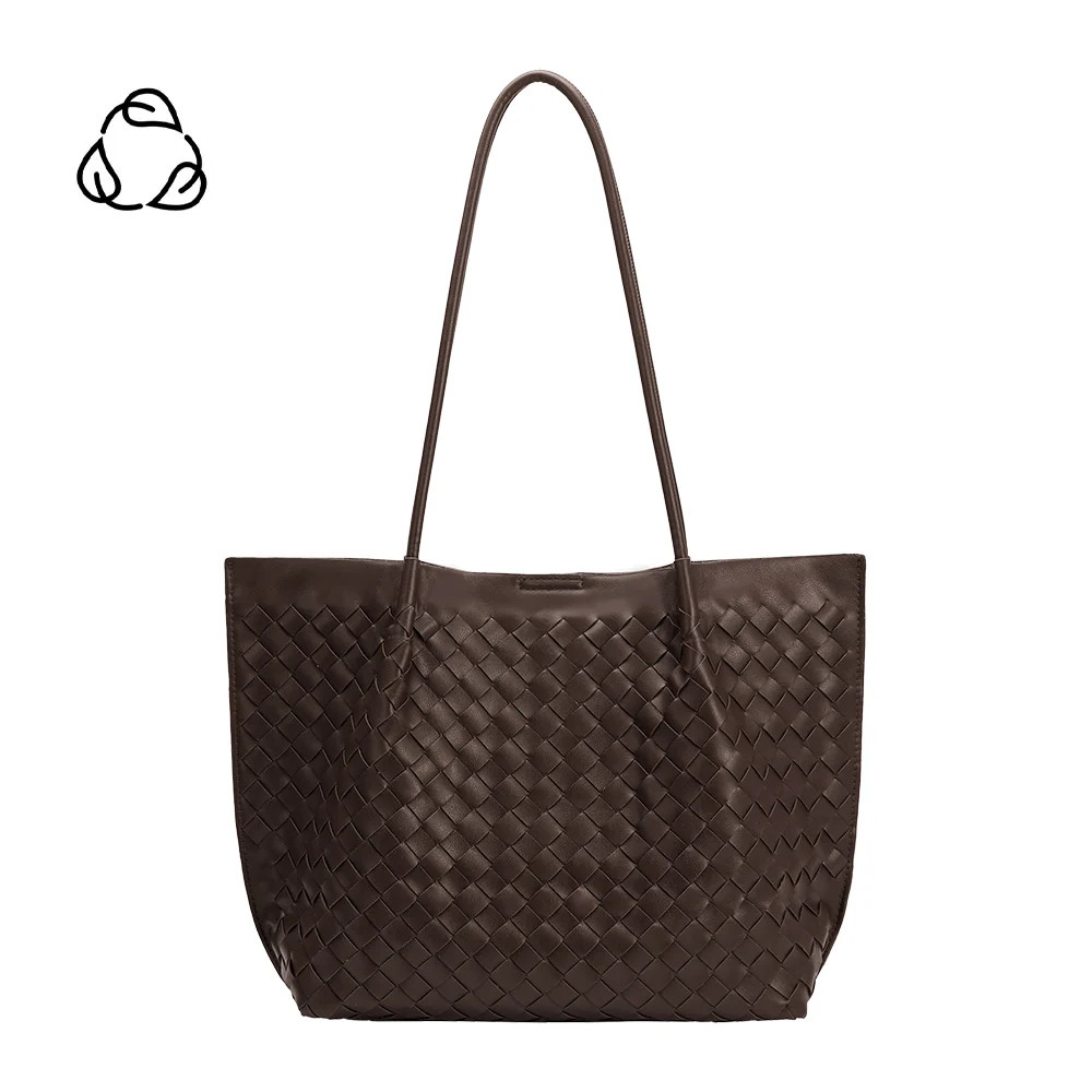 Victoria Espresso Medium Recycled Vegan Tote Bag | Melie Bianco