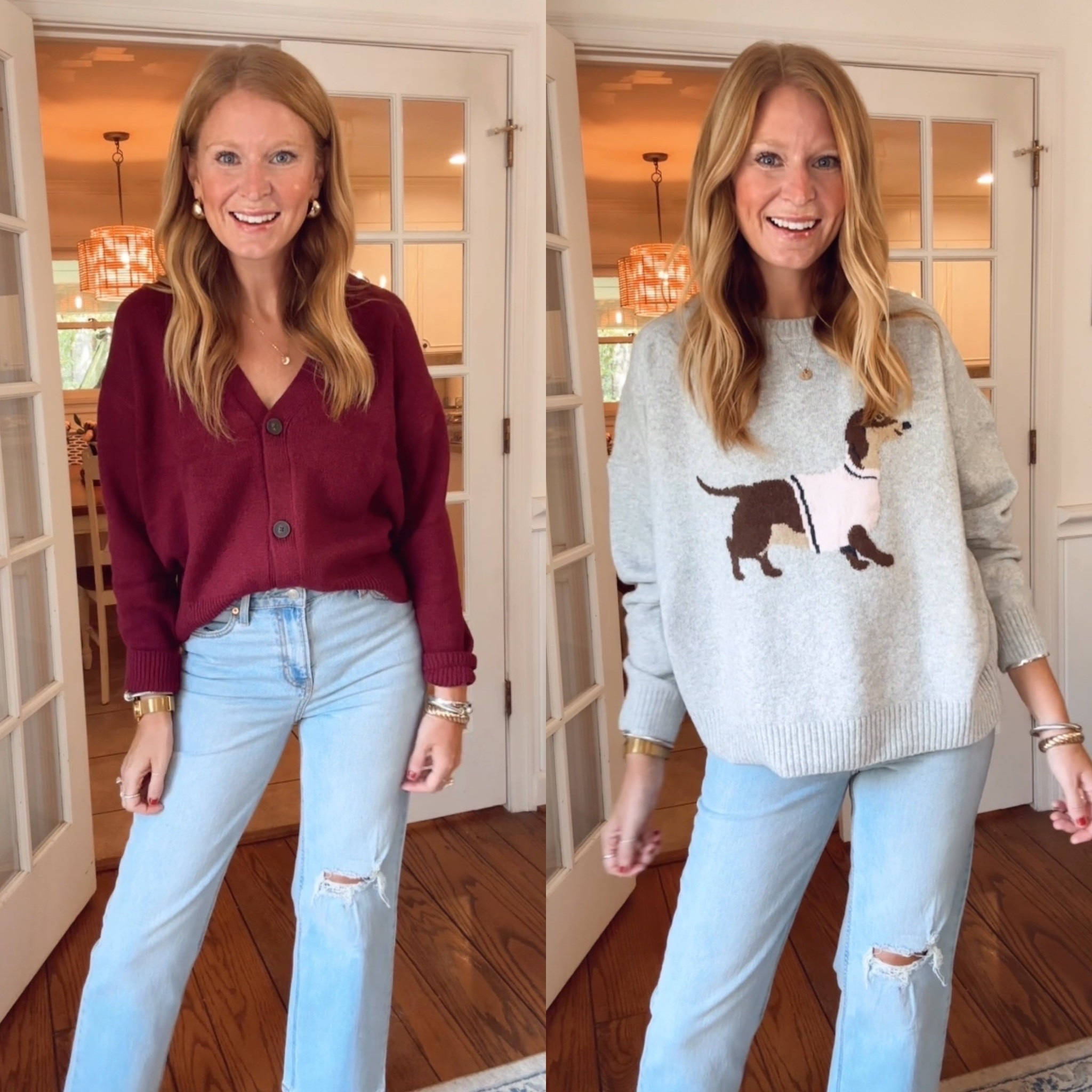 Walmart is absolutely nailing the fall sweaters and for crazy good prices! 
I sized up in a large in all of these but stayed in my normal M in the cardigan.