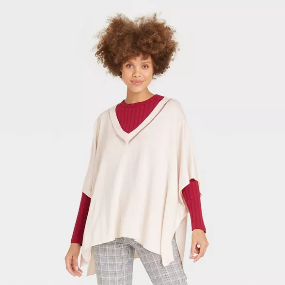 Women's V-Neck Knit Poncho - A New Day™ | Target