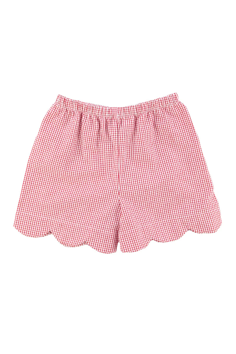 Seersucker Check Shorts With Scallop Hem | Florence Eiseman