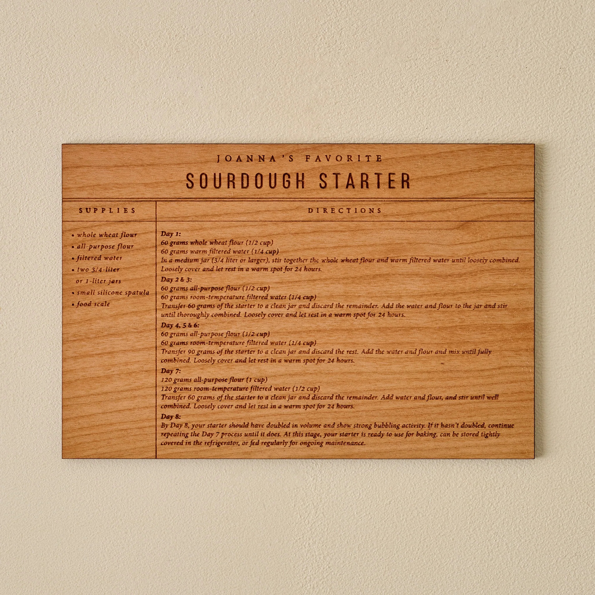Sourdough Starter Wooden Recipe Card | Magnolia