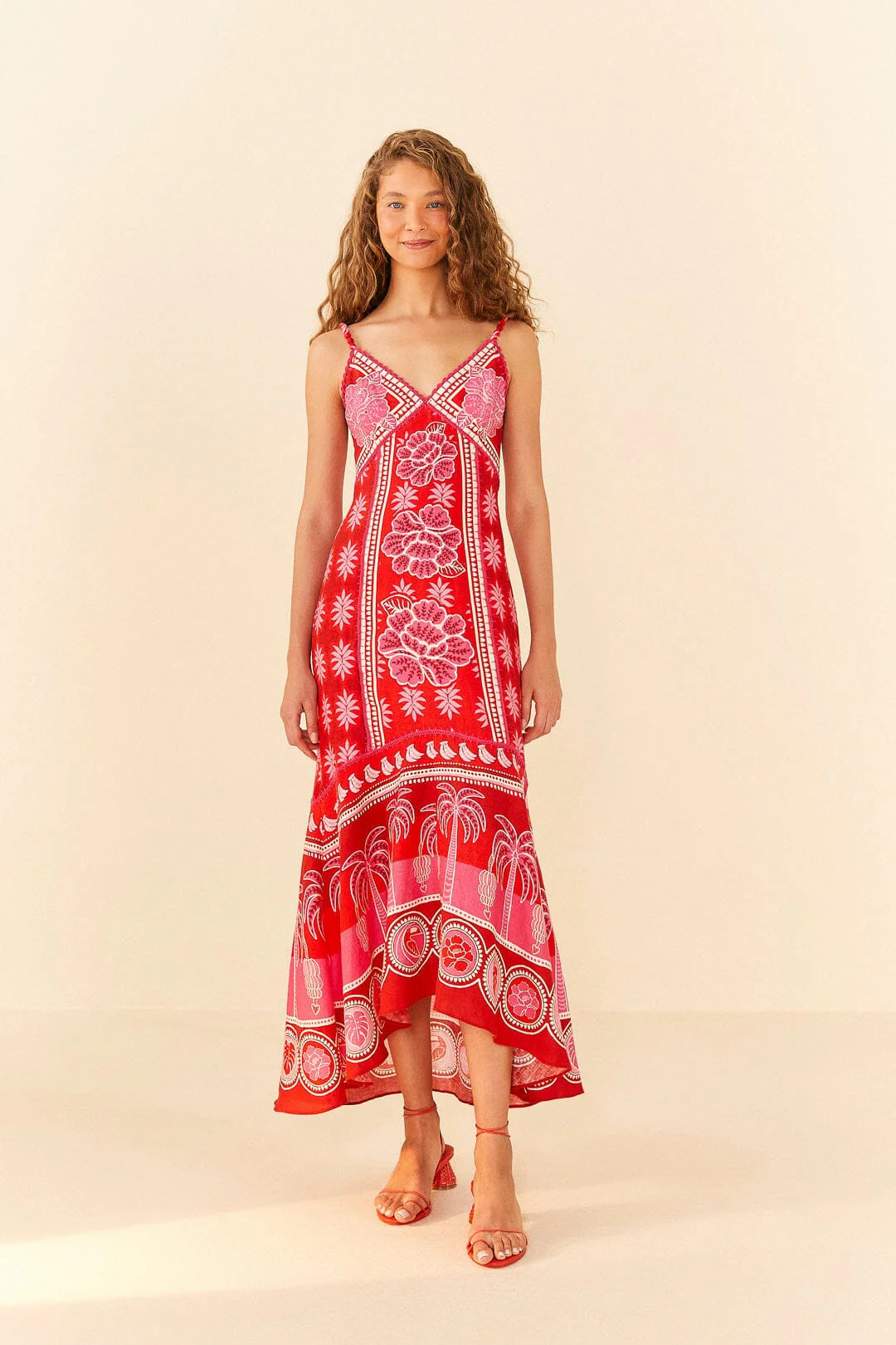 Red Summer Sunrise Maxi Dress | FarmRio (US)