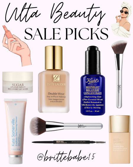 Today’s Ulta Beauty sale picks! I absolutely love IT cosmetics brushes and think they’re worth the $$ even when they aren’t on sale! I also love the Esteé Lauder sheer longwear foundation - it’s perfect for those no makeup-makeup days! 

**note: the Kate Somerville cleanser and Fresh lip scrub are (Ulta) APP only exclusives**

Esteé Lauder - 1N1 Ivory Nude

#LTKsalealert #LTKunder50 #LTKbeauty