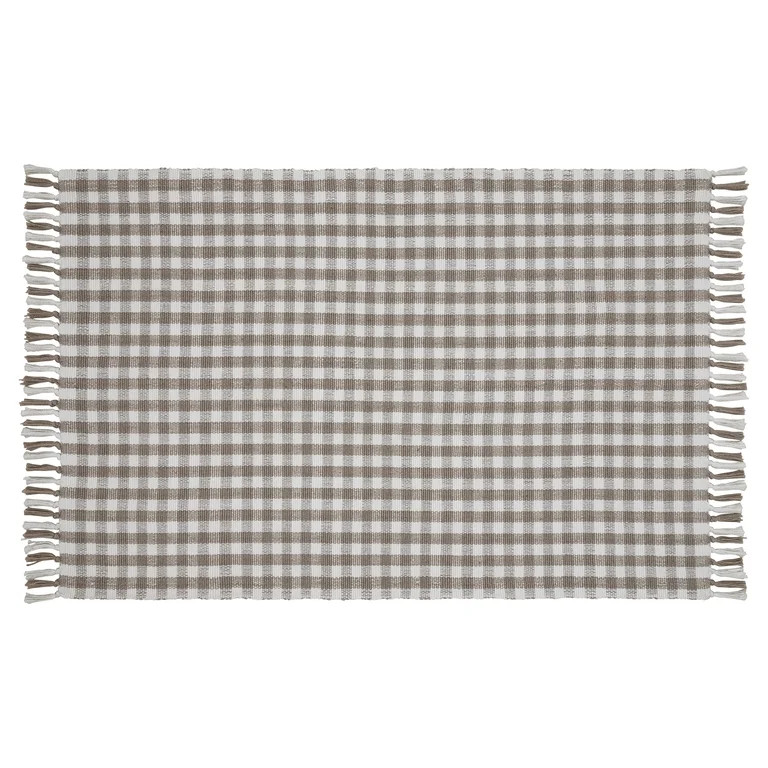 My Texas House Taupe Gingham Fringe Indoor/Outdoor Layering Rug, 38" x 58" | Walmart (US)