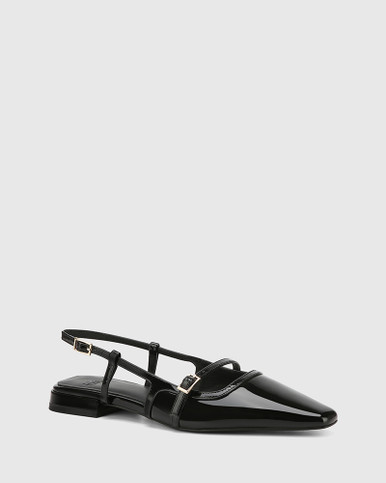 Bea Black Patent Leather Slingback | Wittner