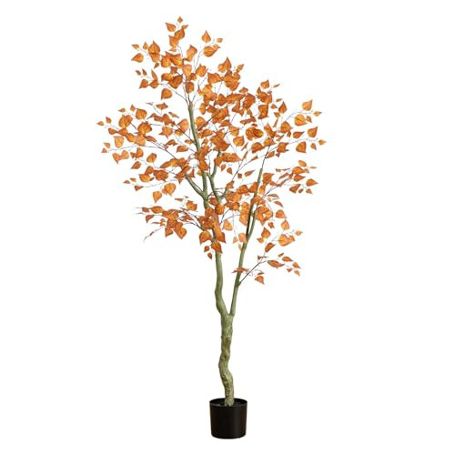 Nearly Natural 6ft Autumn Birch Leaf Artificial Fall Tree - Harvest Season Decor - Indoor Faux Plant Display | Amazon (US)