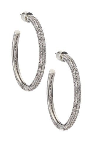 Luv AJ Pave Josephine Hoop in Silver from Revolve.com | Revolve Clothing (Global)