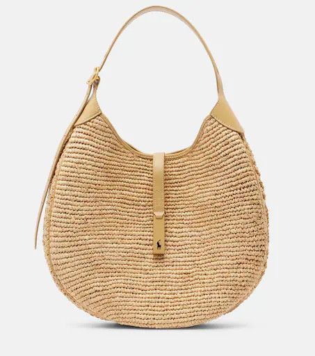 Polo ID Large leather-trimmed raffia tote bag | Mytheresa (INTL)