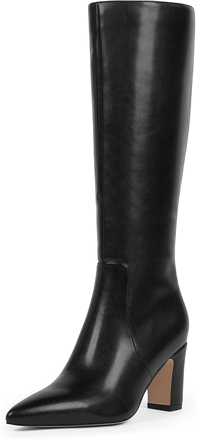 Knee High Boots for Women 3-Inch Chunky Heel Pointed Toe Side Zipper Fall Boots Dressy Comfortabl... | Amazon (US)