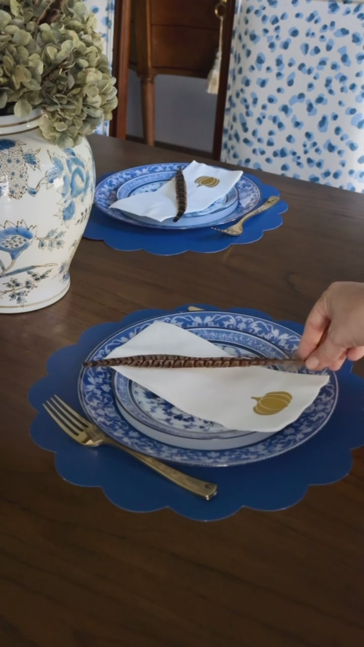 Disposable blue and white preppy Thanksgiving table decor. This is pretty and confident to use  

#LTKFindsUnder50 #LTKHome #LTKHoliday