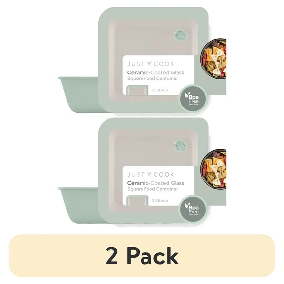(2 pack) Just Cook Ceramic Glass Small Square Food Storage Container 20.6 Oz or 2.5Cups, Best Use... | Walmart (US)