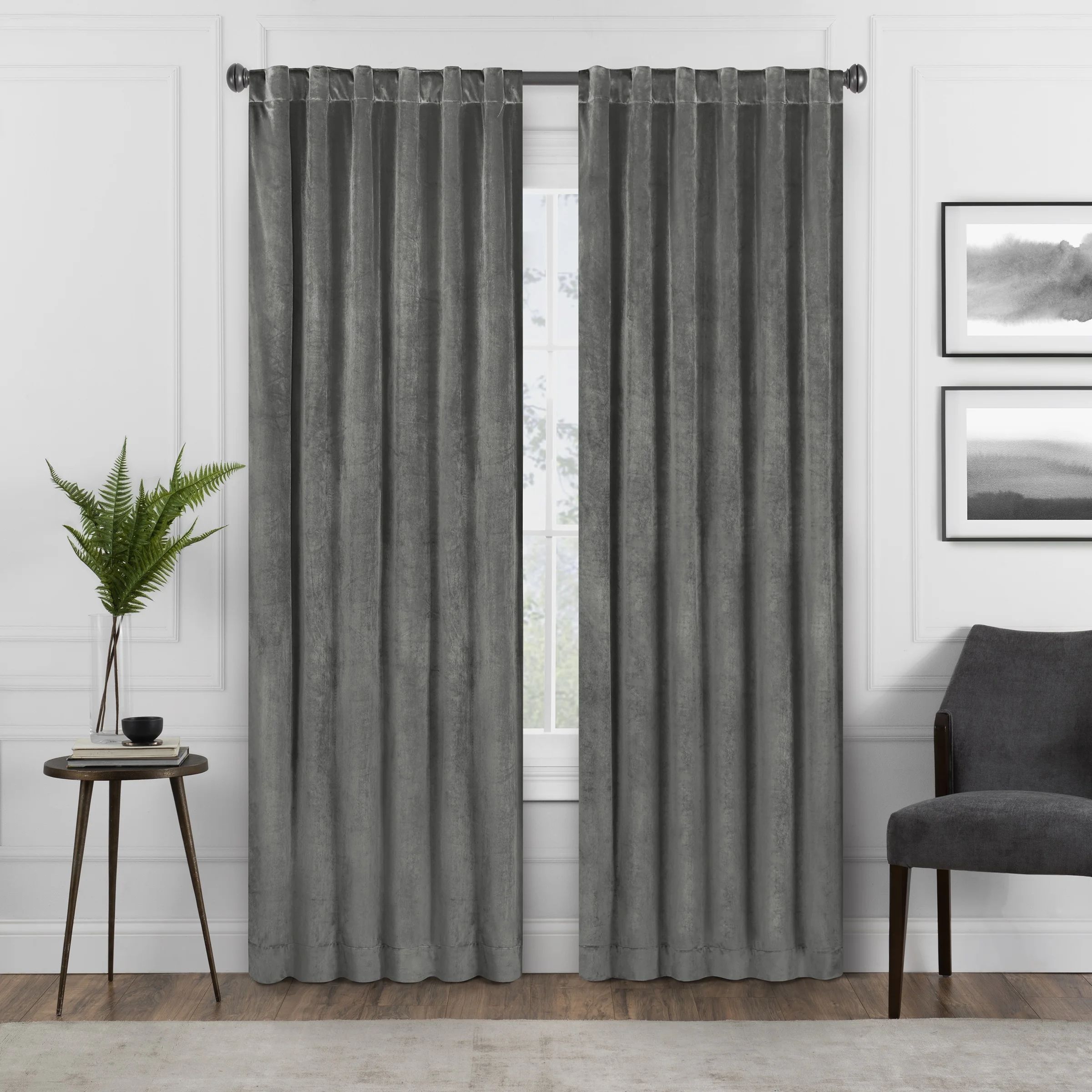 Eclipse Harper Velvet Absolute Zero 100% Blackout Rod Pocket + Back Tab Window Curtain Panel, Cha... | Walmart (US)