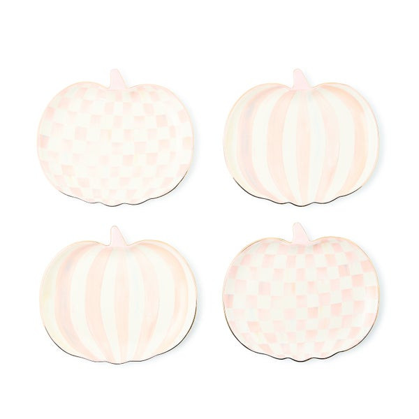 MacKenzie-Childs Rosy Check Pumpkin Ceramic Dessert Plates | MacKenzie-Childs