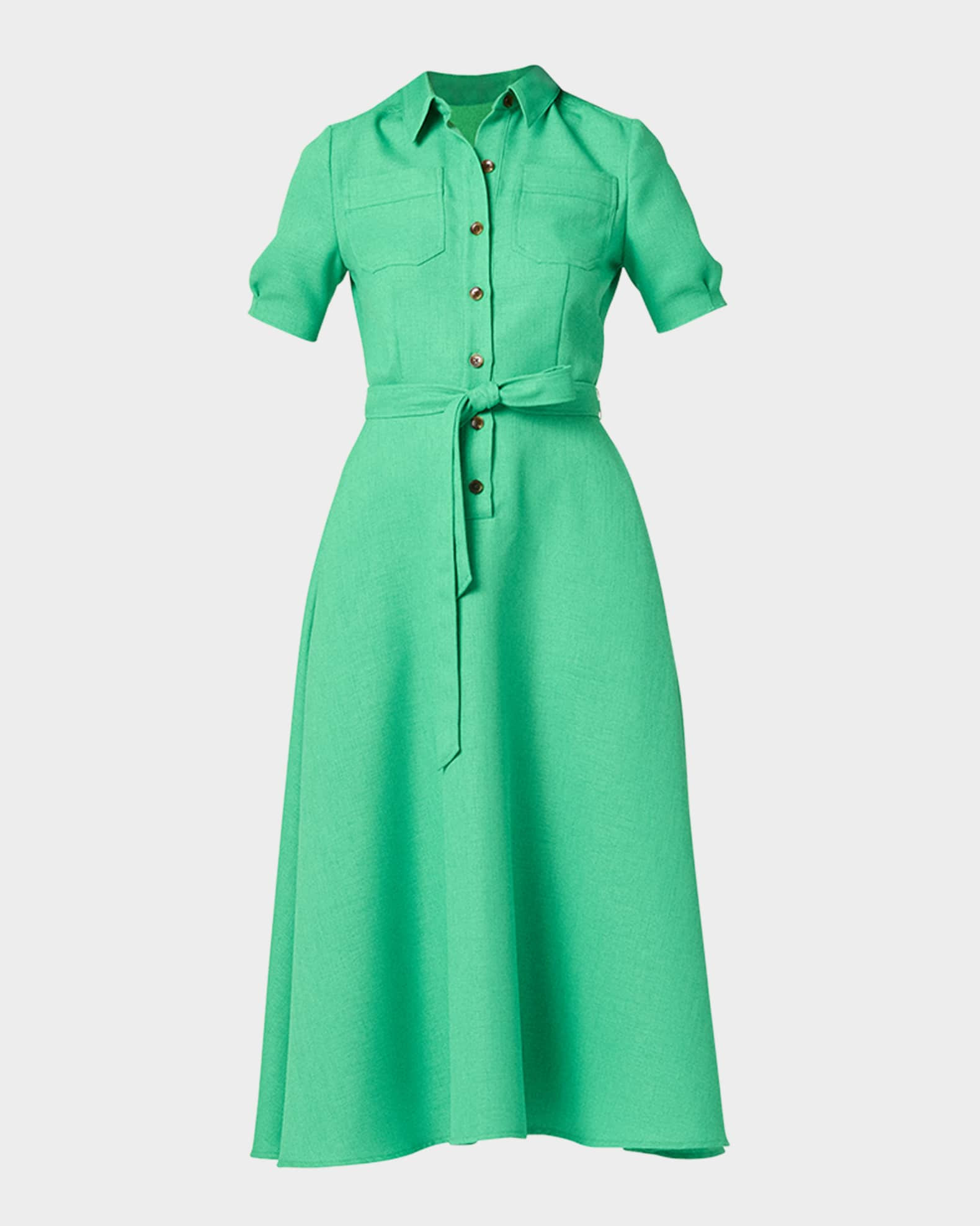 Dillon Tie-Waist Woven Midi Shirtdress | Neiman Marcus