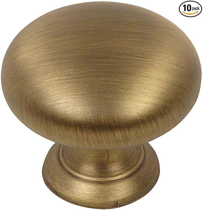 Cosmas 10 Pack 4950BAB Brushed Antique Brass Cabinet Hardware Round Mushroom Knob - 1-1/4" Diamet... | Amazon (US)