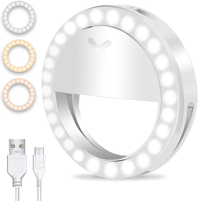 Selfie Ring Light, Tomanwai Phone Ring Light Clip on Circle Light with 600mAh Rechargeable Batter... | Amazon (US)