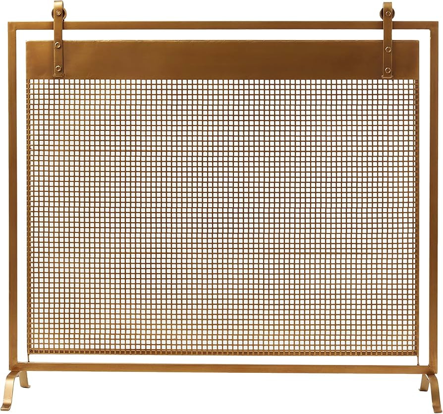 Deco 79 Metal Suspended Grid Style Netting Single Panel Fireplace Screen with Bolted Detailing, 3... | Amazon (US)