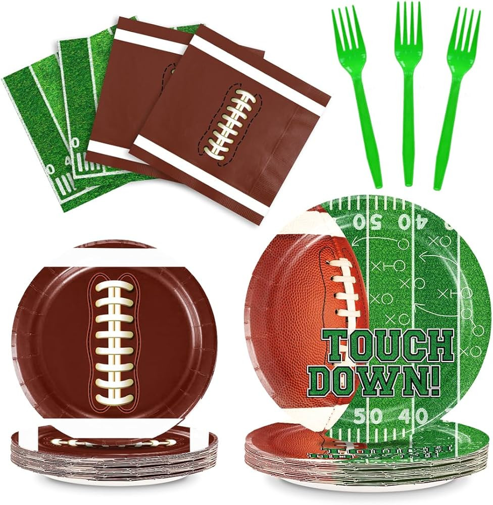 Football Party Supplies Decorations Set for 24 People, Includes Dinner Plates, Dessert Plates, Na... | Amazon (US)