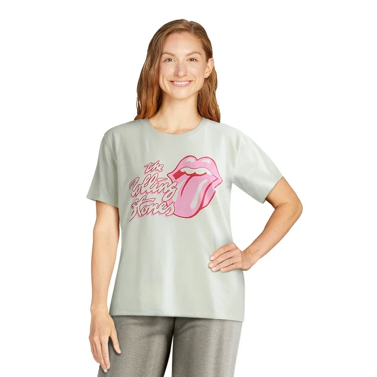 Time and Tru Women’s Rolling Stones Graphic Band Tee with Short Sleeves, Sizes S-XXXL | Walmart (US)