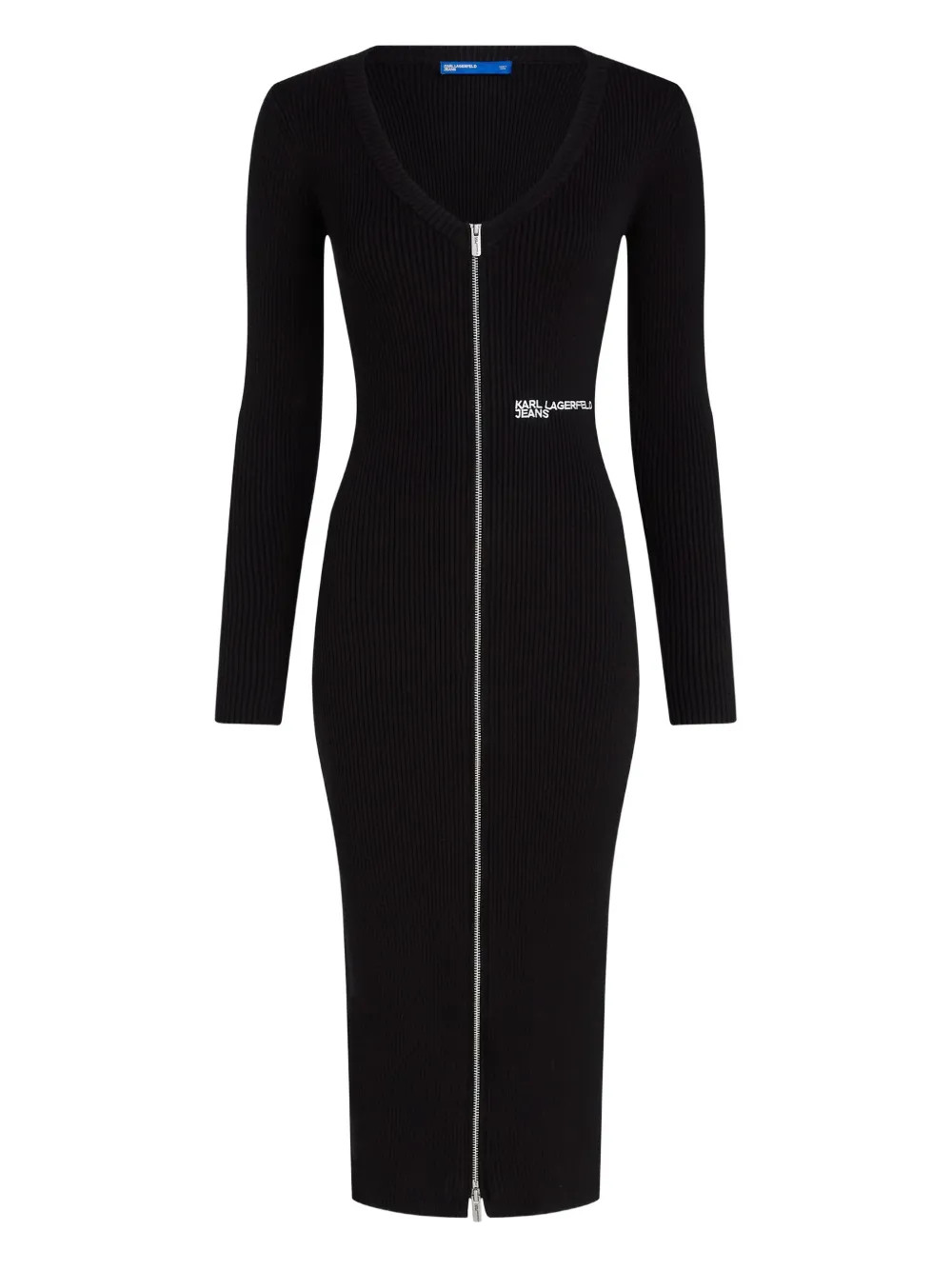 Karl Lagerfeld Jeans Geripptes Kleid Mit Reißverschluss | Schwarz | FARFETCH DE | Farfetch Global
