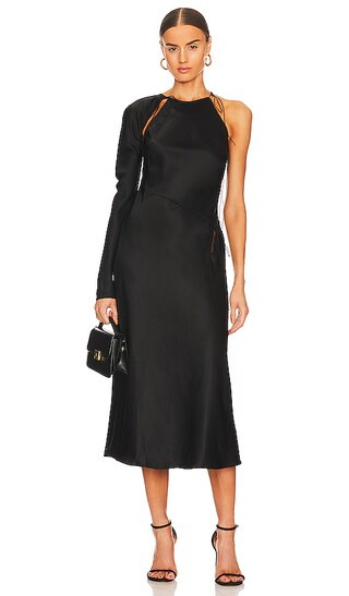 Noelle Midi Dress in Black | Revolve Clothing (Global)