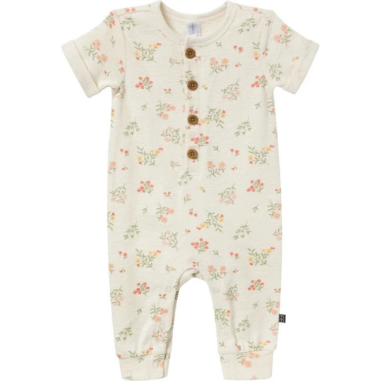 Modern Moments by Gerber Gender Neutral Short Sleeve Henley Romper, Sizes 0/3 Months - 24 Months | Walmart (US)