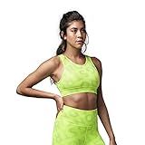 Strong iD Active Wear Women's Workout Gym High Neck Sports Bra with Mesh Inserts Neon Yellow | Amazon (US)