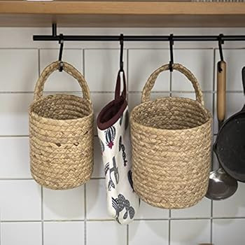 La Jolie Muse Seagrass Woven Storage Baskets Set of 2, Wall Hanging Baskets Organizer, Garden Pla... | Amazon (US)