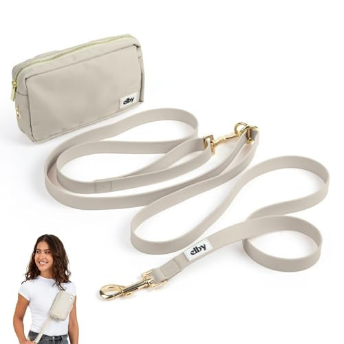 elby - Hands Free Dog Leash with Treat Pouch - Cross Body and Waist - Training Leash with Fanny Pack - Dog Walking Accessories and Walking Essentials - for Medium and Large Dogs (Beige, Regular) | Amazon (US)