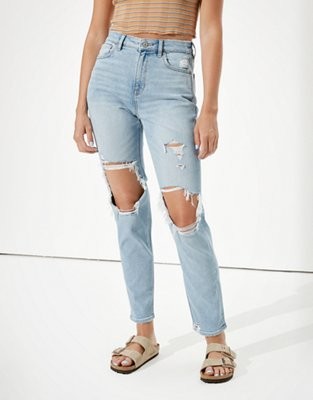 AE Stretch Ripped Mom Jean | American Eagle Outfitters (US & CA)