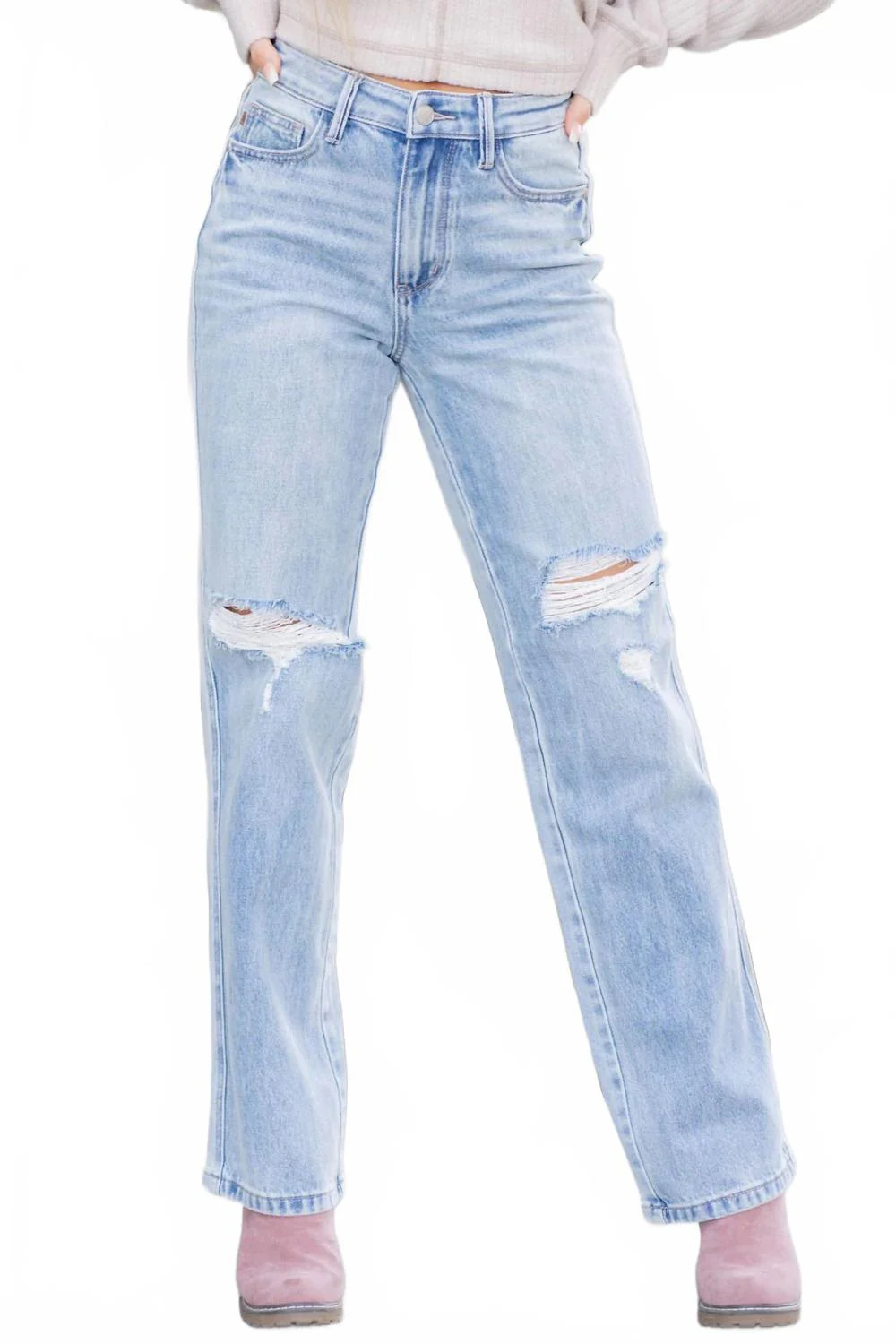 High Waist Rigid Magic 90's Straight Leg Jeans In Blue | Shop Simon