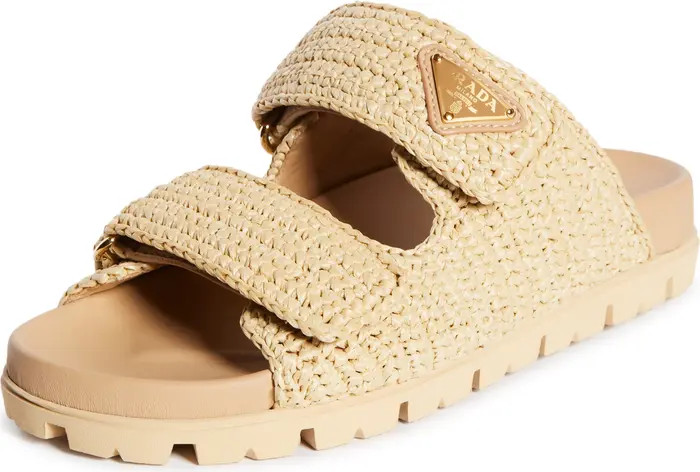 Prada Raffia Double Band Slide Sandal (Women) | Nordstrom | Nordstrom