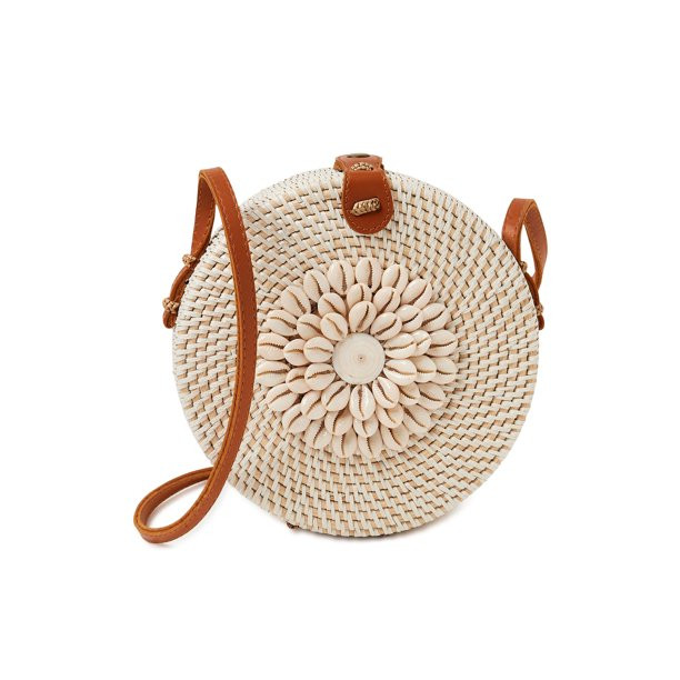 Twig & Arrow Women's Round Wicker Crossbody Ivory - Walmart.com | Walmart (US)