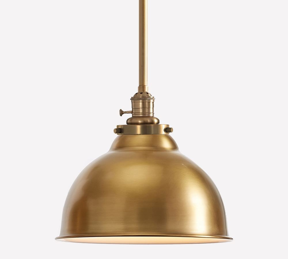 Metal Bell Pendant Hood & 6' Brass Pole, Large | Pottery Barn (US)