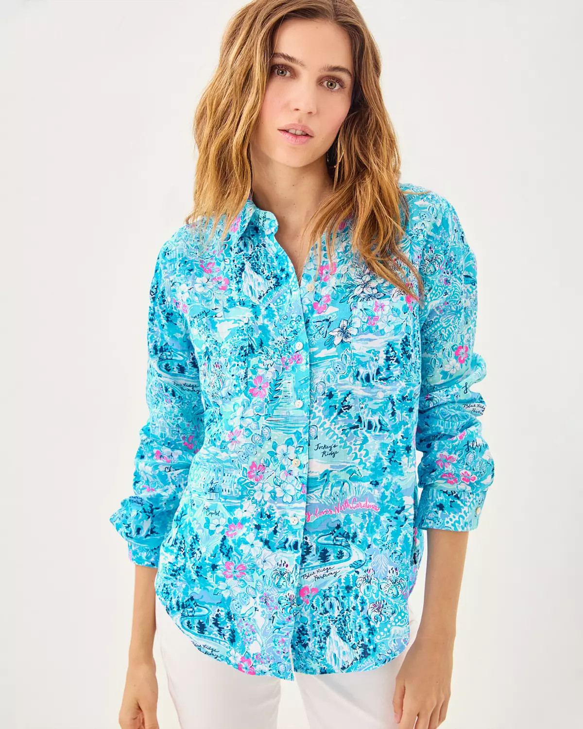 Sea View Linen Button Down Shirt | Lilly Pulitzer