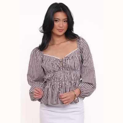 Saphia Top - Brown Gingham M | Target