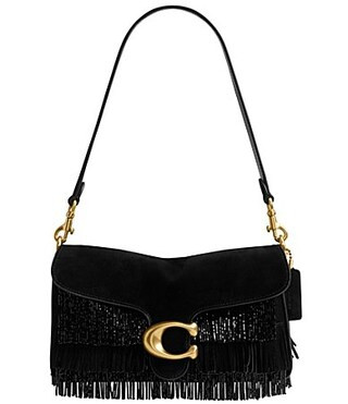 COACH Tabby 26 Beaded Fringe Suede Shoulder Bag - Black | Dillard's