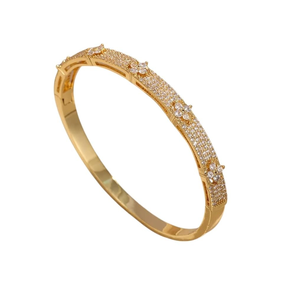 Luxury Full Cz Four-Leaf Flower Designd Open Bracelet For Women Premium Wedding Party Jewelry Bir... | Amazon (US)