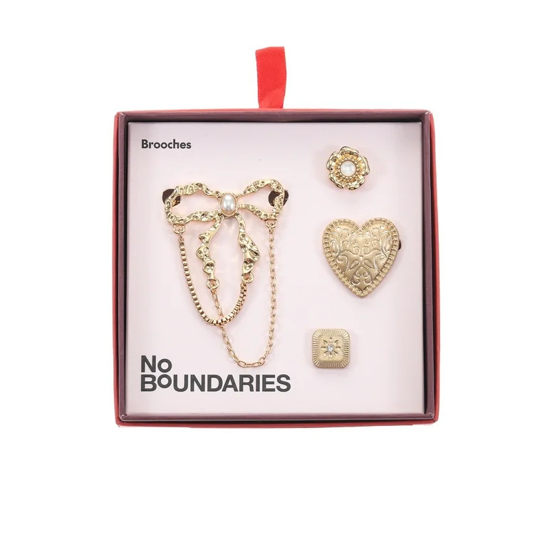 No Boundaries Holiday Gifting Heart Brooch Set | Walmart (US)